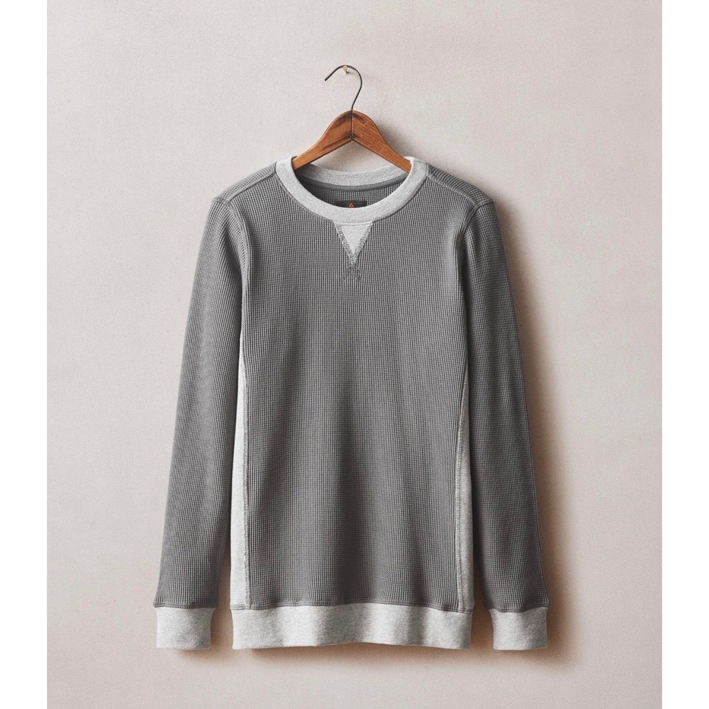 NWOT American Giant Men's Colorblock Summit Waffle Long Sleeve Crew Shirt L Gray